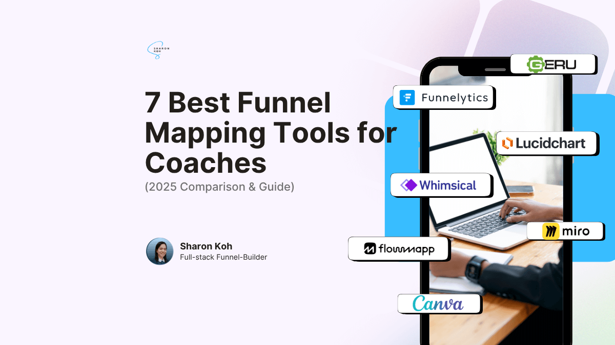 coach building funnel on laptop