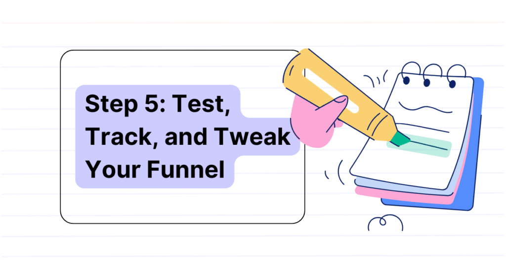Business coach analyzing funnel performance data to test, track, and tweak each step for better conversions